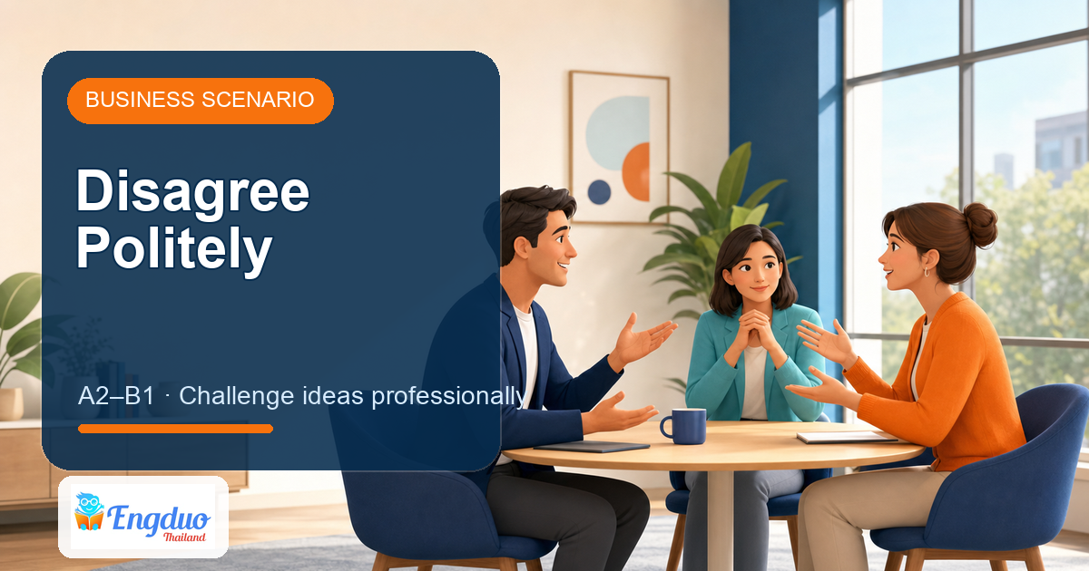 Engduo Business Scenarios lesson cover for Disagree Politely