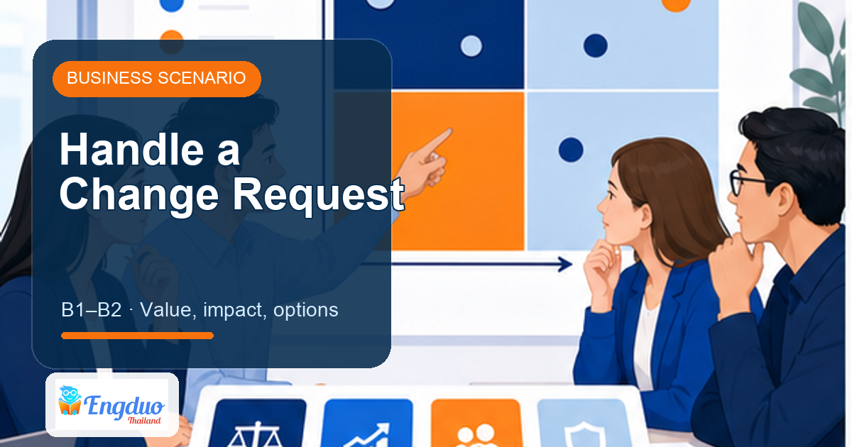 Engduo Business Scenarios lesson cover for Handle a Change Request