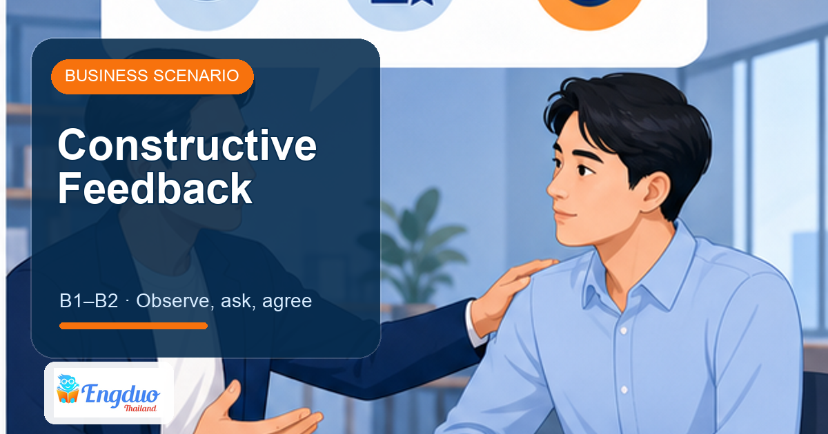 Engduo Business Scenarios lesson cover for Give Constructive Feedback