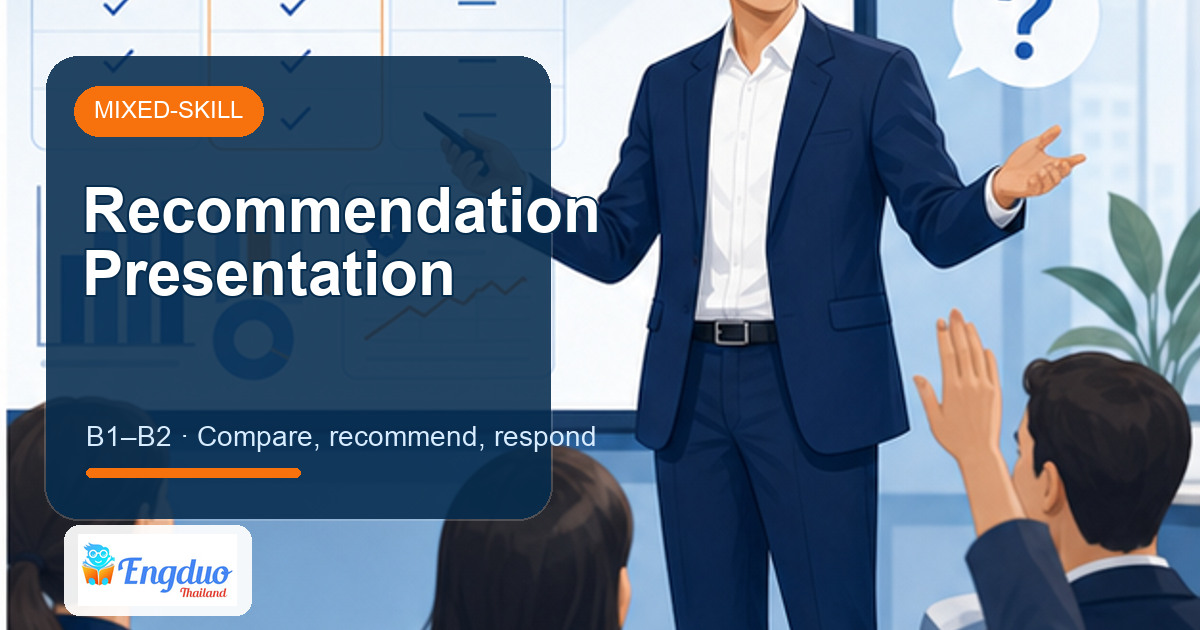 Engduo Mixed-Skill Lessons lesson cover for Deliver a Recommendation Presentation