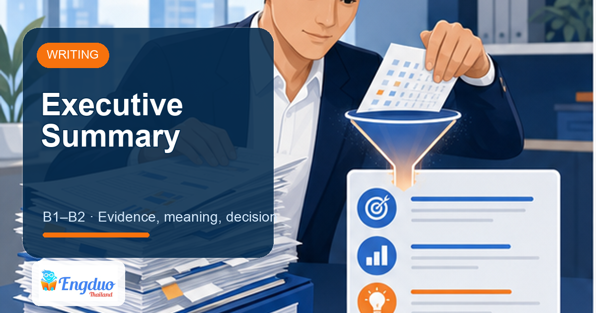 Engduo Writing Practice lesson cover for A One-Paragraph Executive Summary