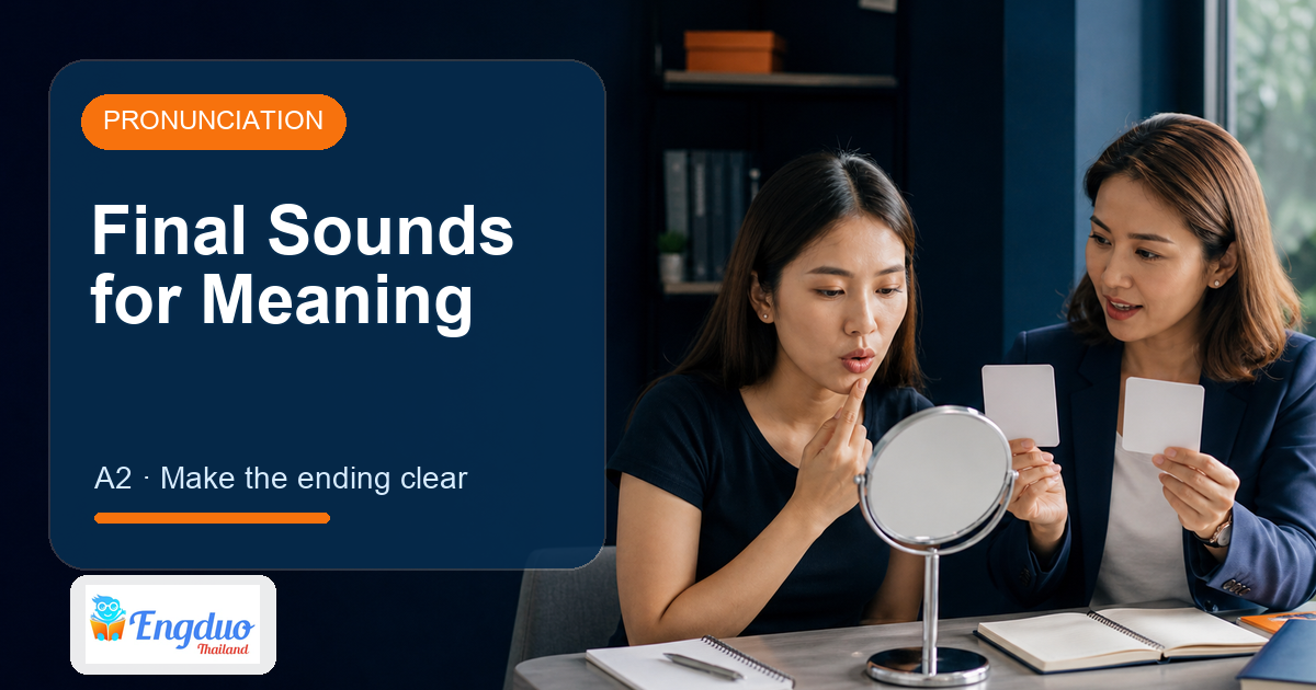 Engduo Pronunciation Lab lesson cover for Final Sounds for Clear Meaning