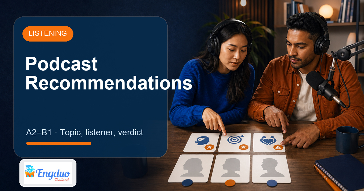 Engduo Listening Practice lesson cover for Podcast Recommendations