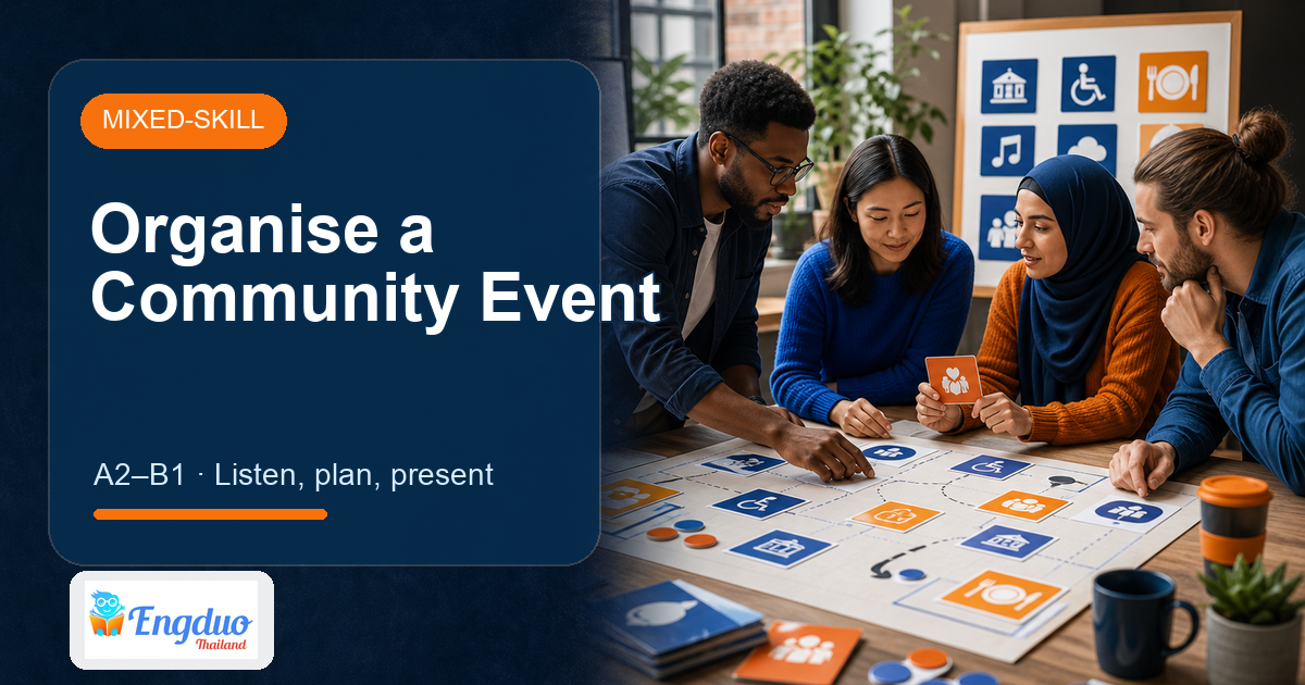 Engduo Mixed-Skill Lessons lesson cover for Organise a Community Event