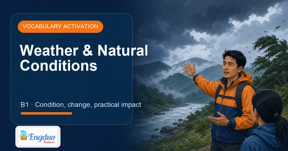 Engduo Vocabulary Builder lesson cover for Weather and Natural Conditions