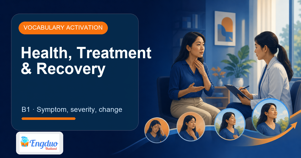 Engduo Vocabulary Builder lesson cover for Health, Treatment, and Recovery