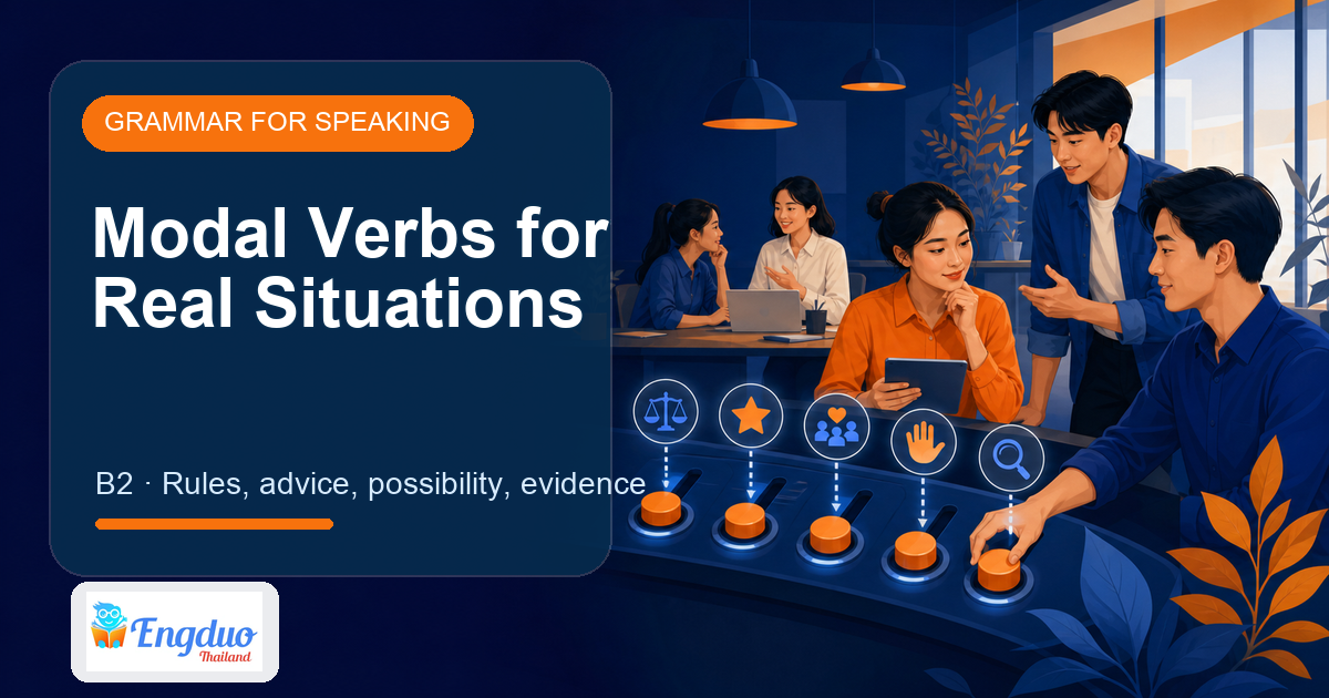 Engduo Grammar in Context lesson cover for Modal Verbs for Real Situations