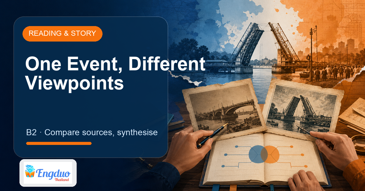 Engduo Reading & Story lesson cover for One Historical Event, Different Viewpoints