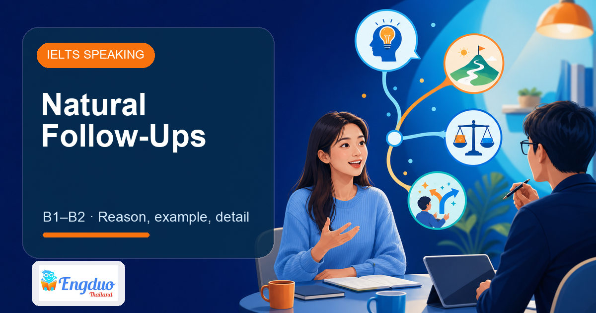 Engduo Interview Practice lesson cover for Speaking Part 1: Follow-Ups