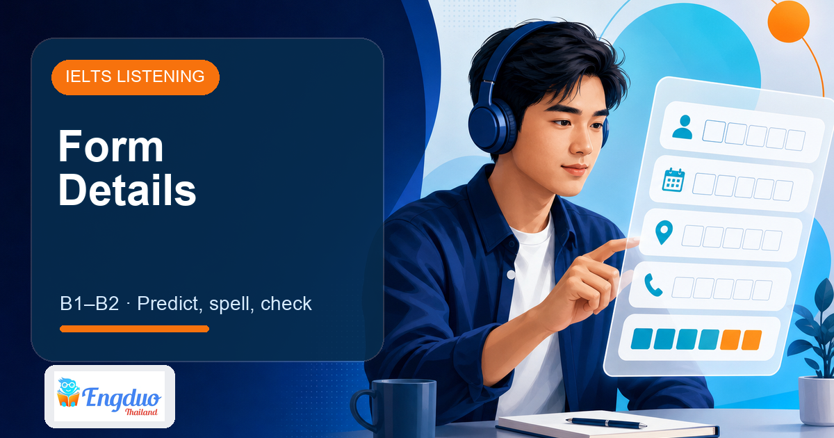 Engduo Listening Practice lesson cover for Section 1: Form Details