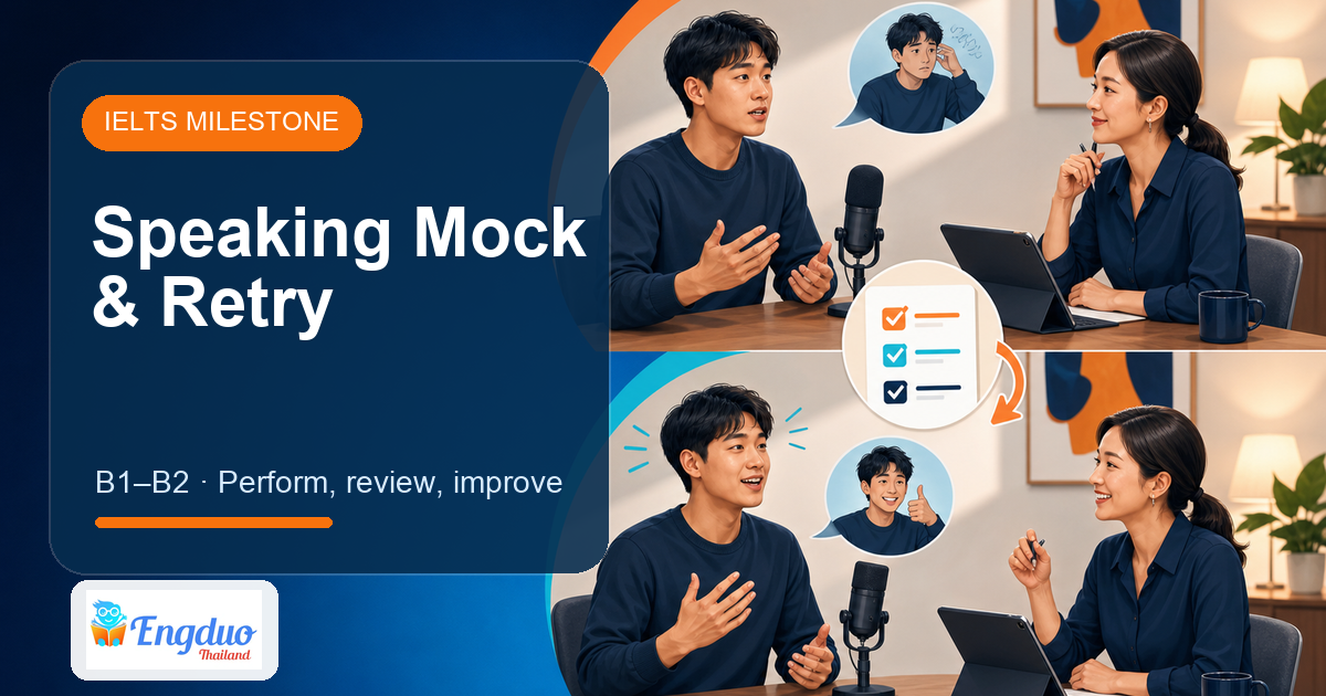Engduo Mixed-Skill Lessons lesson cover for Speaking Mock and Retry
