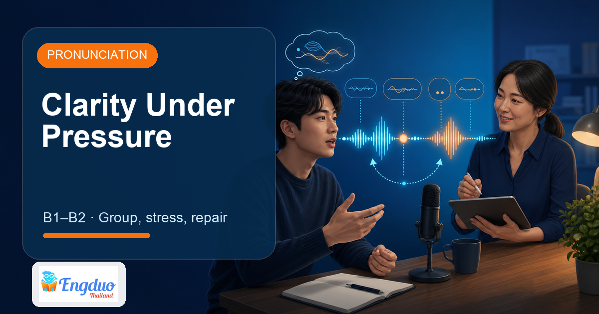 Engduo Pronunciation Lab lesson cover for Clarity Under Time Pressure