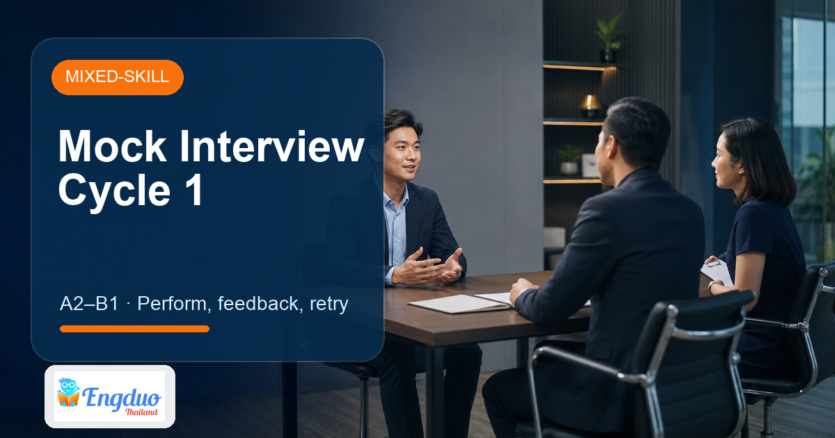 Engduo Mixed-Skill Lessons lesson cover for Mock Interview Cycle 1