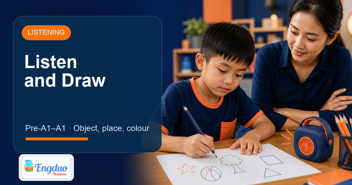 Engduo Listening Practice lesson cover for Listen and Draw
