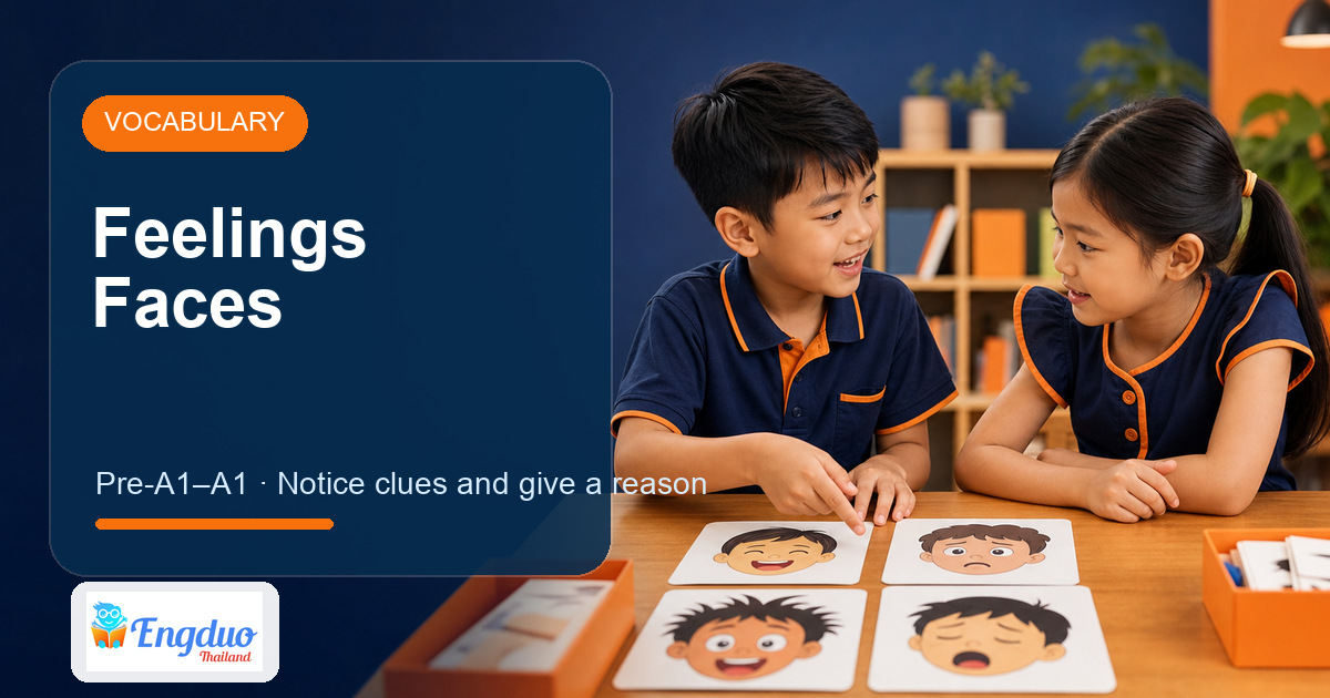 Engduo Vocabulary Builder lesson cover for Feelings Faces