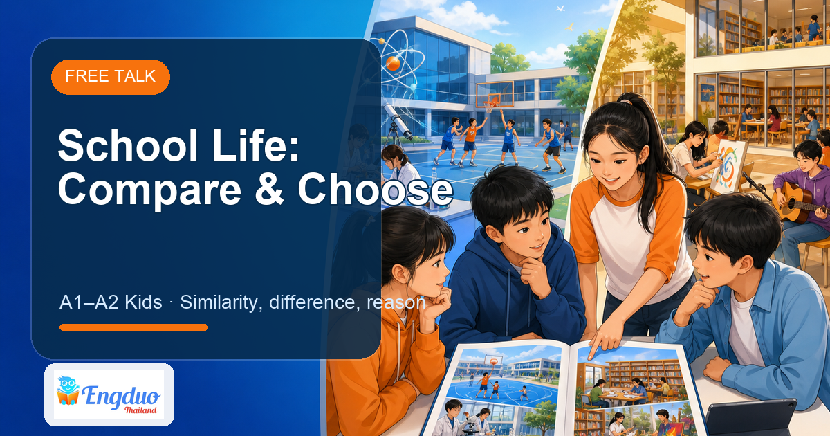 Students comparing two different school-life scenes