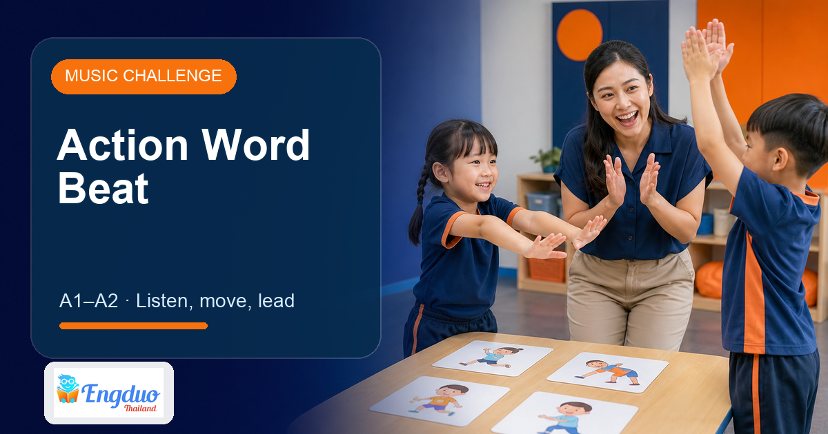 Engduo Music Challenge lesson cover for Action Word Beat