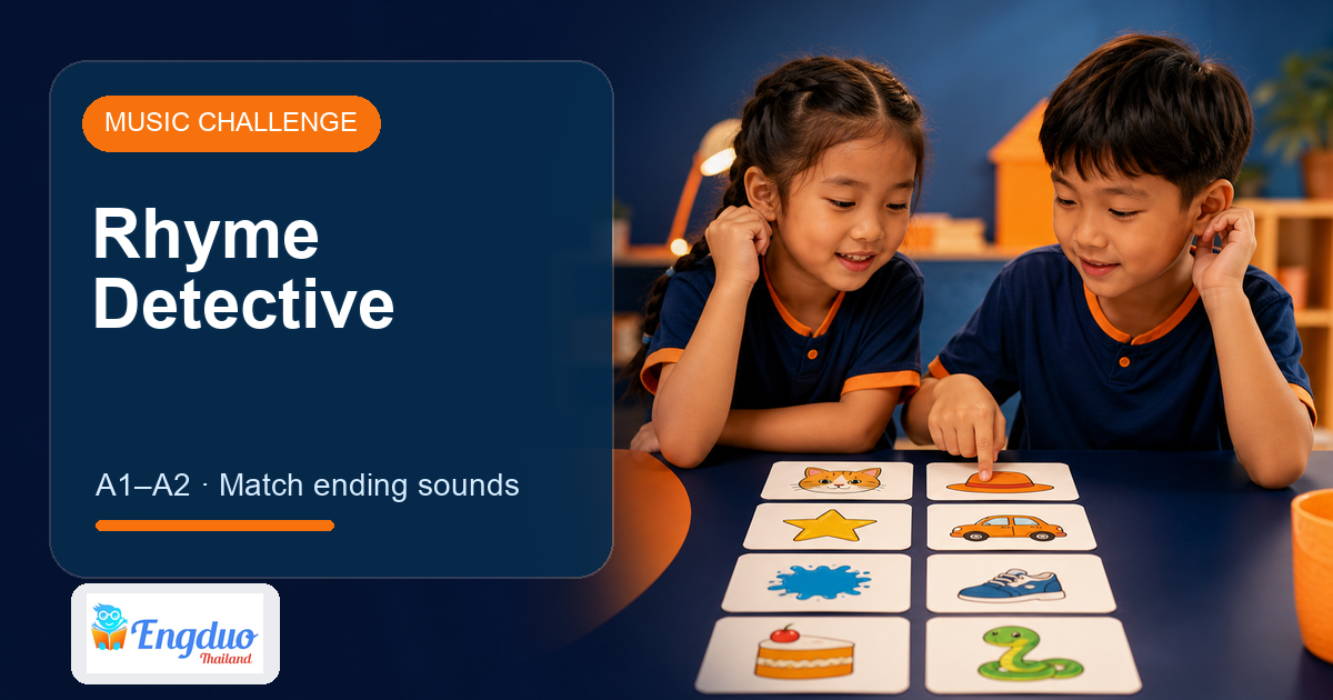 Engduo Music Challenge lesson cover for Rhyme Detective