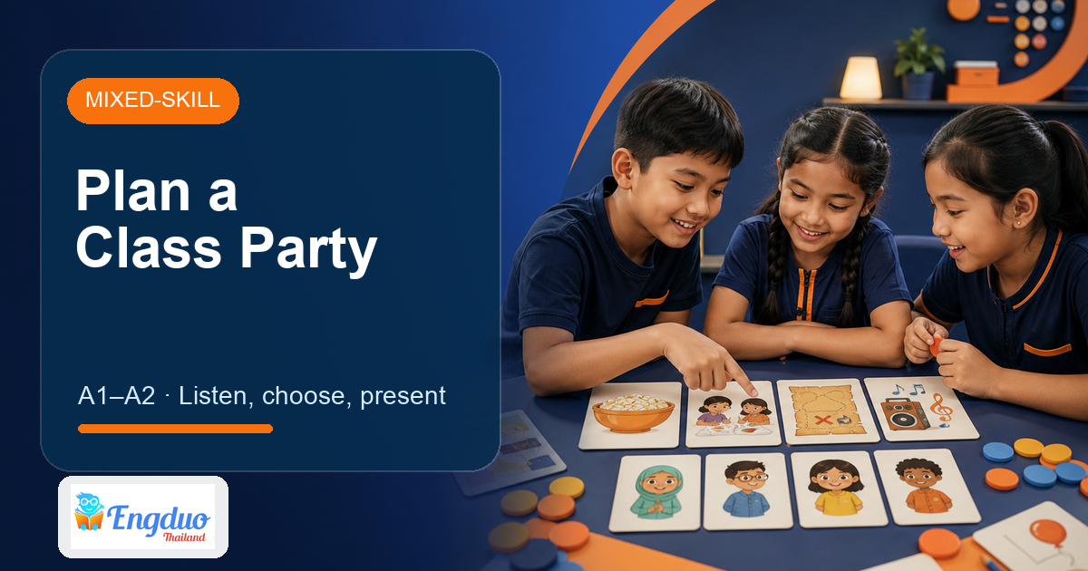 Engduo Mixed-Skill Lessons lesson cover for Plan a Class Party
