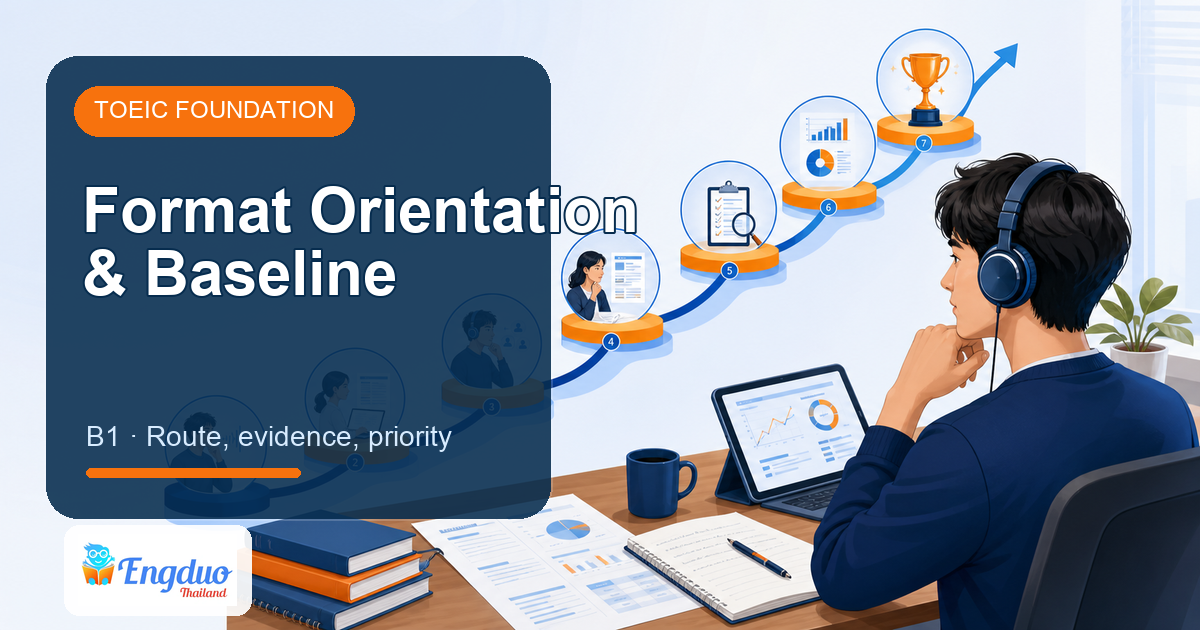 Engduo TOEIC Pilot lesson cover for Format Orientation and Baseline