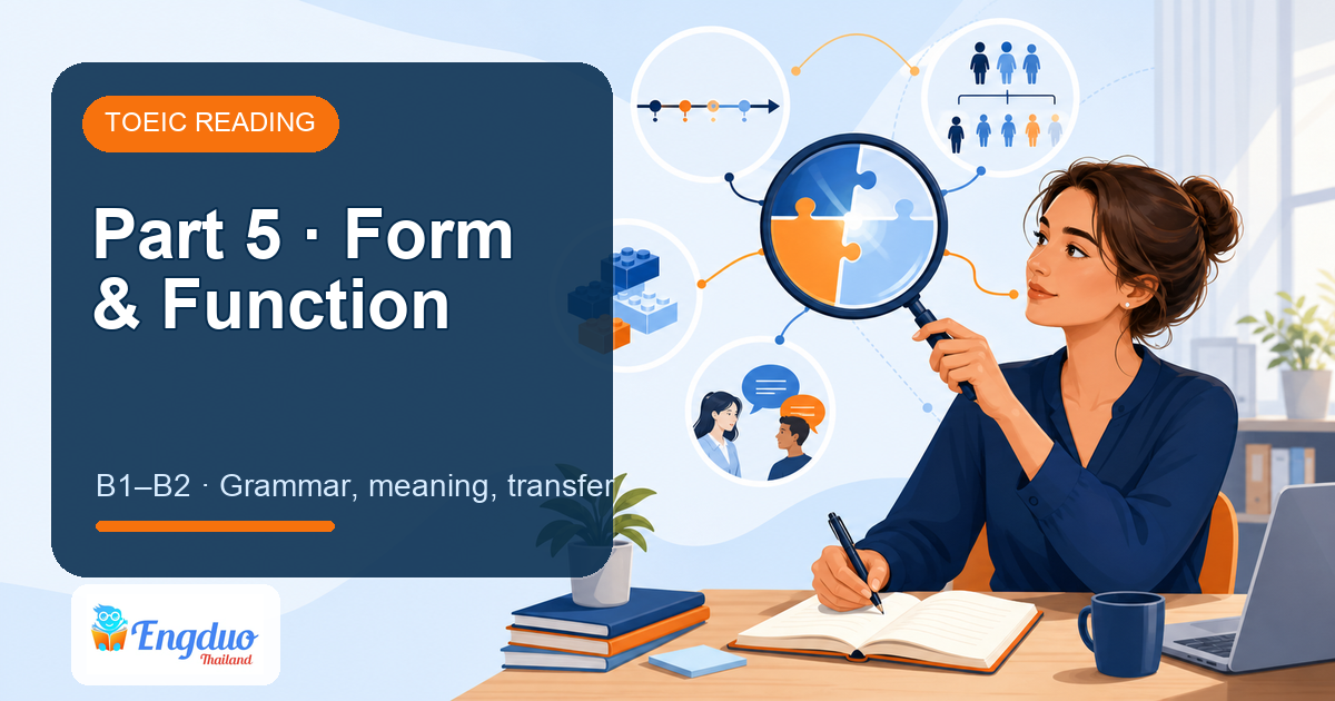 Engduo TOEIC Pilot lesson cover for Part 5: Form and Function
