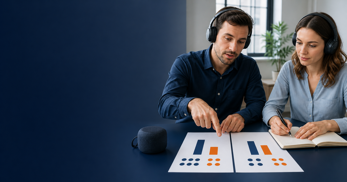 Engduo business listening lesson cover for comparing figures