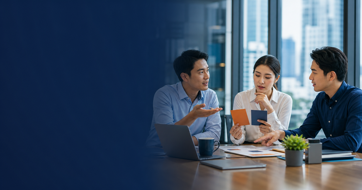Three Thai colleagues discuss two options and recommend a practical next step